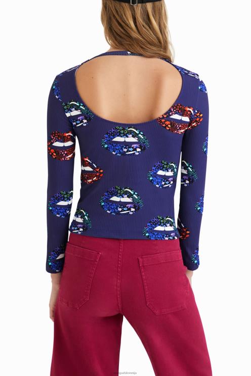 oblačila NFXLT1054 ženske Desigual rebrasta majica s kratkim izrezom