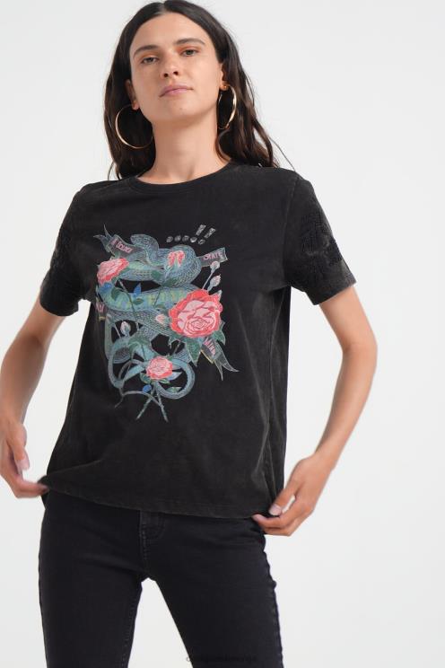 oblačila NFXLT1090 ženske Desigual umetniška majica s kačo