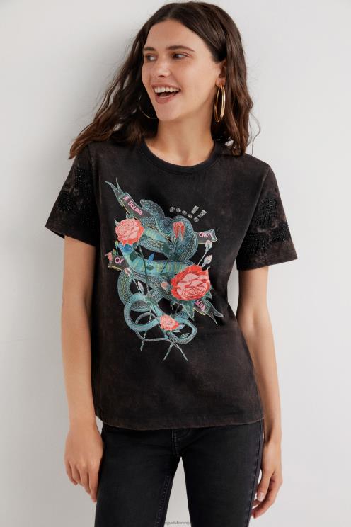 oblačila NFXLT1090 ženske Desigual umetniška majica s kačo