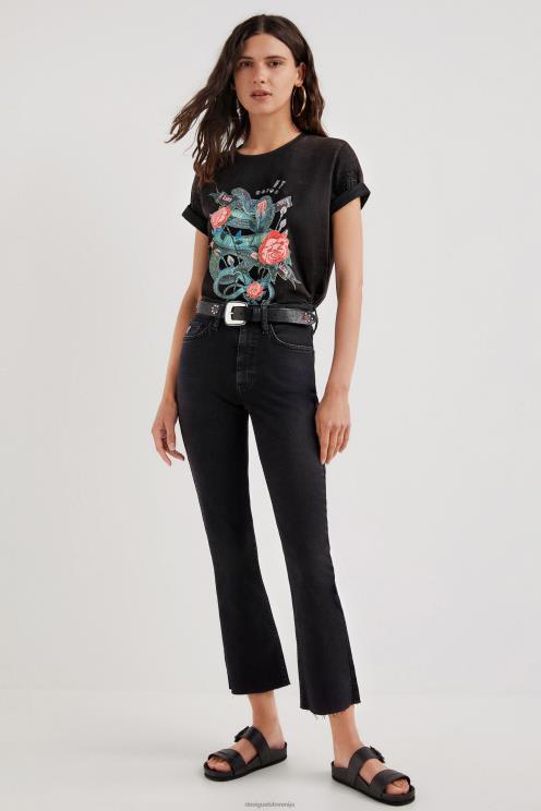 oblačila NFXLT1090 ženske Desigual umetniška majica s kačo