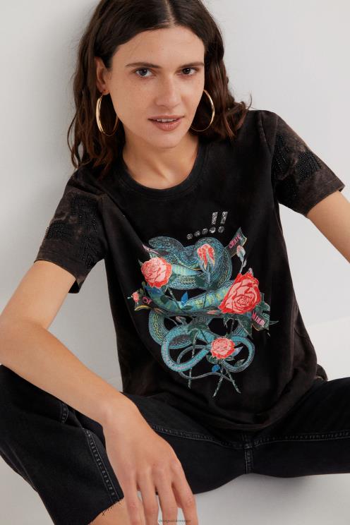 oblačila NFXLT1090 ženske Desigual umetniška majica s kačo