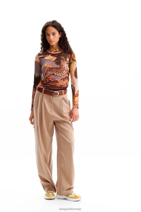 oblačila NFXLT109 ženske Desigual ozka majica iz gobelina iz tila