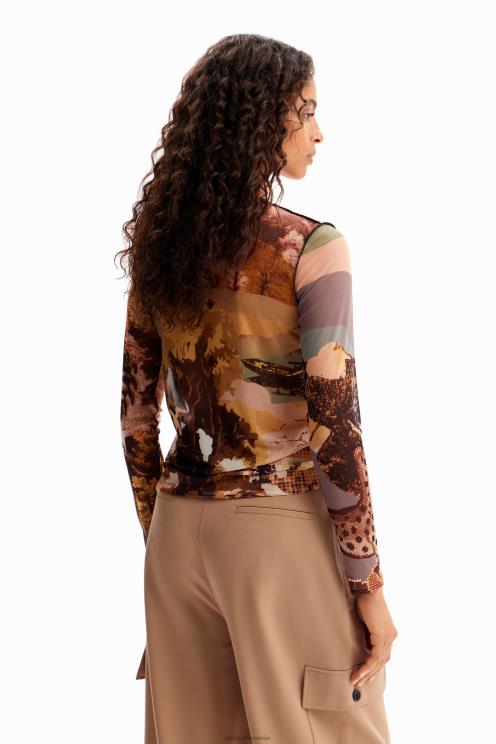 oblačila NFXLT109 ženske Desigual ozka majica iz gobelina iz tila