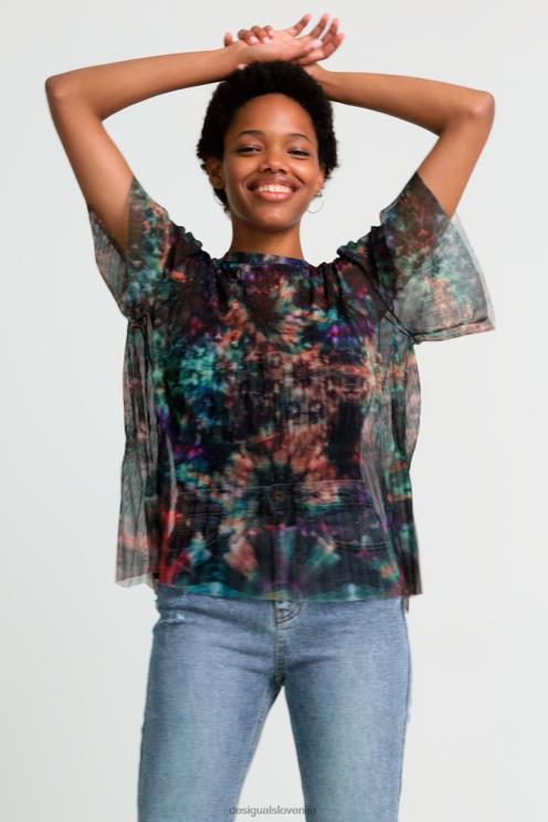 oblačila NFXLT1123 ženske Desigual mrežasta majica s kratkimi rokavi