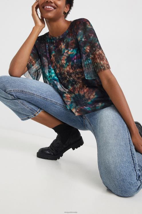 oblačila NFXLT1123 ženske Desigual mrežasta majica s kratkimi rokavi