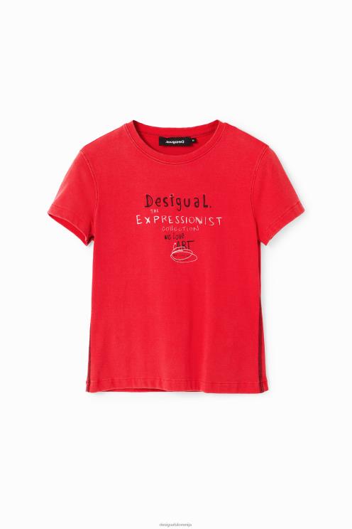 oblačila NFXLT116 ženske Desigual ozka majica s sporočilom
