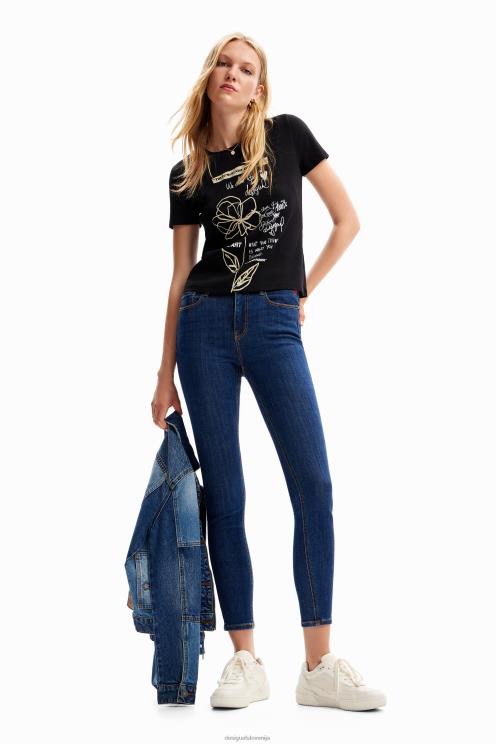 oblačila NFXLT121 ženske Desigual majica s cvetličnim sporočilom