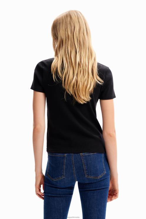 oblačila NFXLT121 ženske Desigual majica s cvetličnim sporočilom