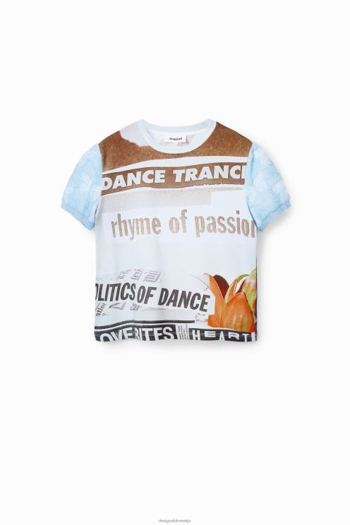 oblačila NFXLT123 ženske Desigual teksturirana časopisna majica s kratkimi rokavi