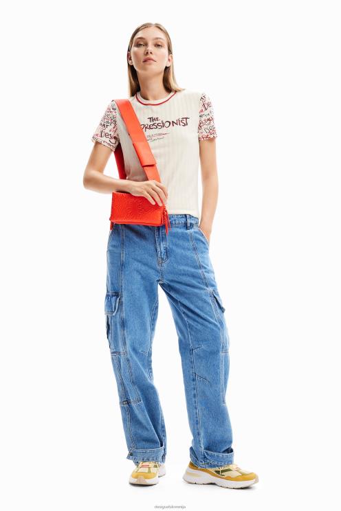 oblačila NFXLT153 ženske Desigual teksturirana majica s sporočilom