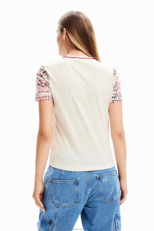 oblačila NFXLT153 ženske Desigual teksturirana majica s sporočilom