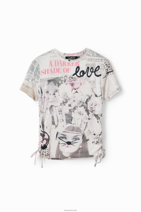 oblačila NFXLT183 ženske Desigual tanka nabrana časopisna majica