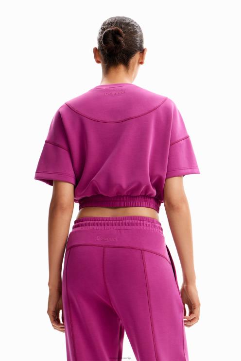 oblačila NFXLT208 ženske Desigual široka, skrajšana športna majica s kratkimi rokavi