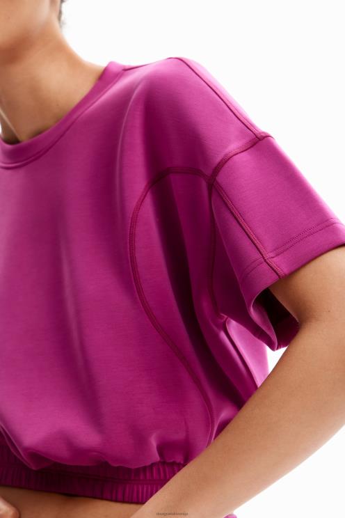 oblačila NFXLT208 ženske Desigual široka, skrajšana športna majica s kratkimi rokavi