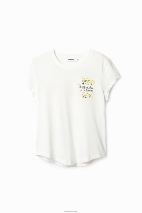 oblačila NFXLT21 ženske Desigual majica s cvetličnim sporočilom