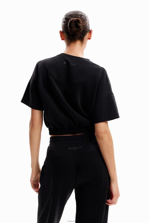 oblačila NFXLT255 ženske Desigual široka, skrajšana športna majica s kratkimi rokavi