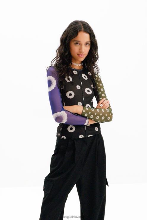 oblačila NFXLT279 ženske Desigual majica s kratkimi rokavi iz denima iz patchwork tila