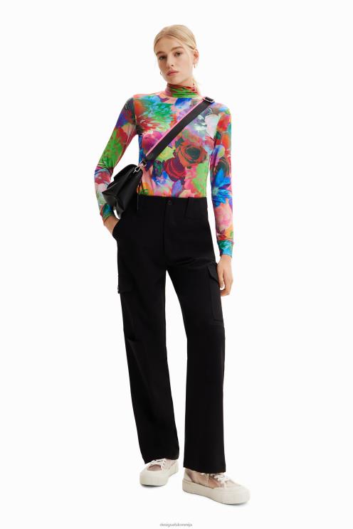 oblačila NFXLT284 ženske Desigual ozka majica s cvetličnimi motivi