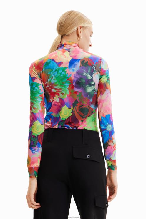 oblačila NFXLT284 ženske Desigual ozka majica s cvetličnimi motivi