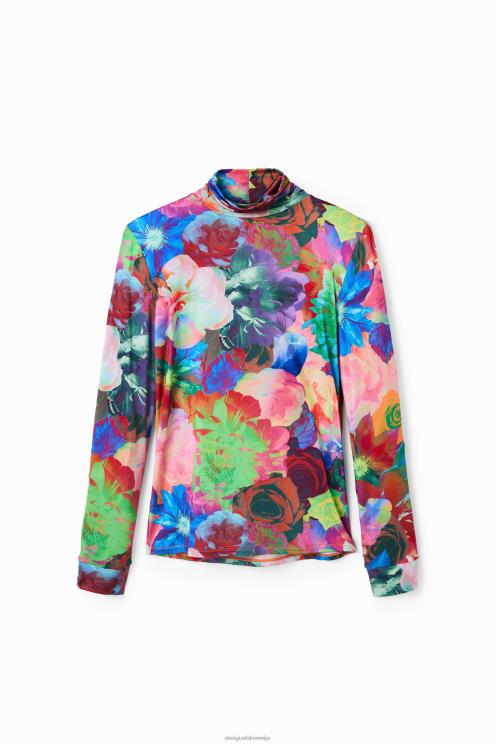 oblačila NFXLT284 ženske Desigual ozka majica s cvetličnimi motivi