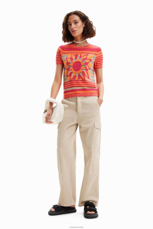 oblačila NFXLT294 ženske Desigual pletena majica s cvetjem