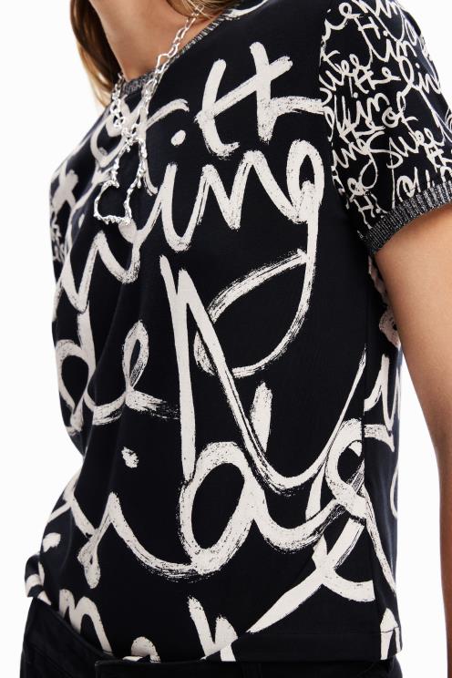 oblačila NFXLT328 ženske Desigual kontrastna majica s sporočilom