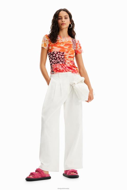 oblačila NFXLT375 ženske Desigual majica s našitki iz tila