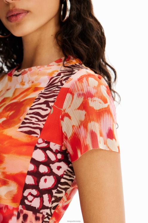 oblačila NFXLT375 ženske Desigual majica s našitki iz tila