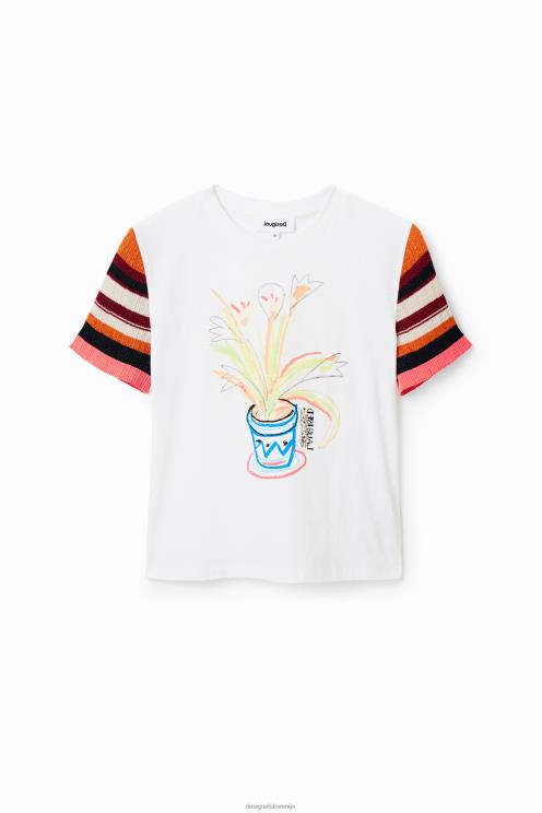 oblačila NFXLT389 ženske Desigual pletena črtasta majica s kratkimi rokavi