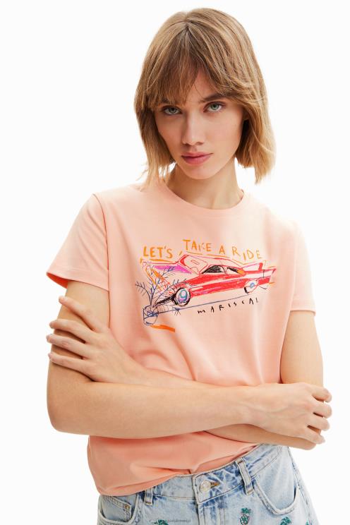 oblačila NFXLT395 ženske Desigual tanka ilustracijska majica s kratkimi rokavi