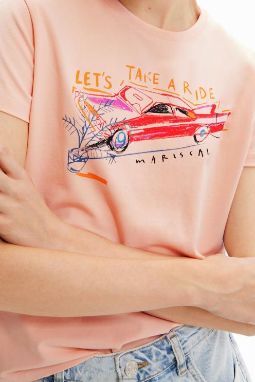 oblačila NFXLT395 ženske Desigual tanka ilustracijska majica s kratkimi rokavi