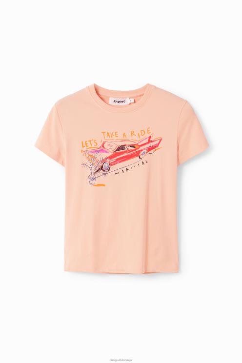 oblačila NFXLT395 ženske Desigual tanka ilustracijska majica s kratkimi rokavi