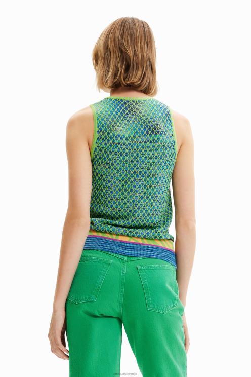 oblačila NFXLT457 ženske Desigual pletena črtasta majica s kratkimi rokavi