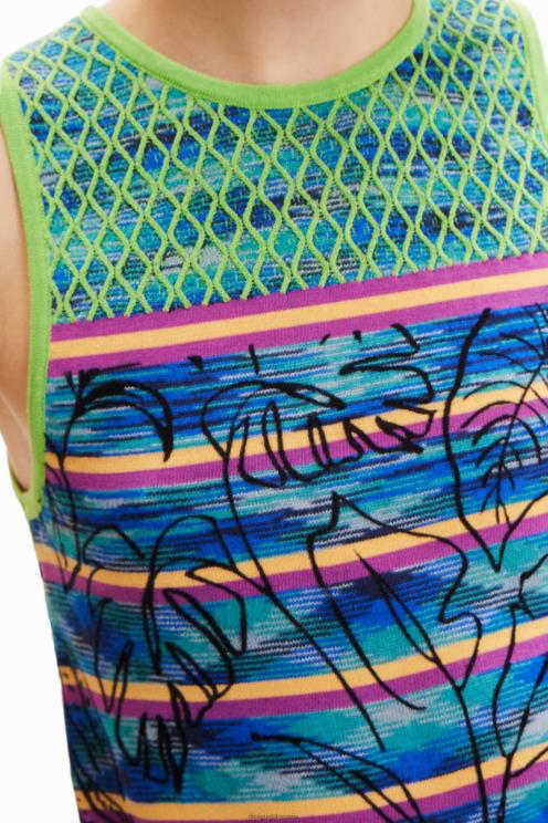 oblačila NFXLT457 ženske Desigual pletena črtasta majica s kratkimi rokavi