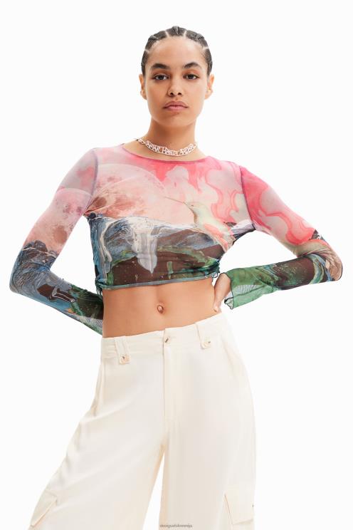 oblačila NFXLT528 ženske Desigual kratka tanka fantazijska majica