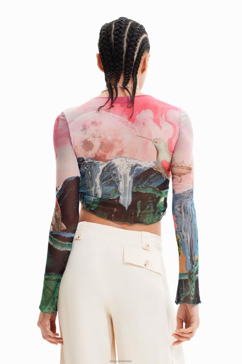 oblačila NFXLT528 ženske Desigual kratka tanka fantazijska majica