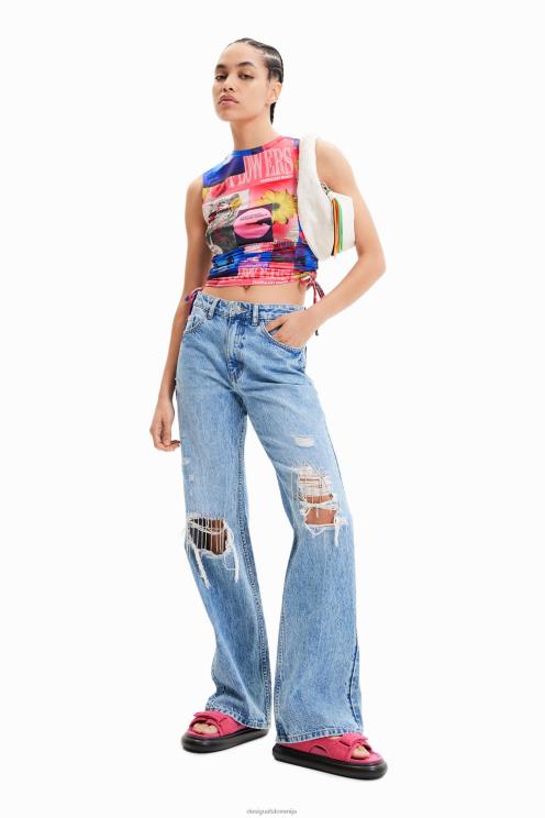 oblačila NFXLT578 ženske Desigual nabrana kolažna majica