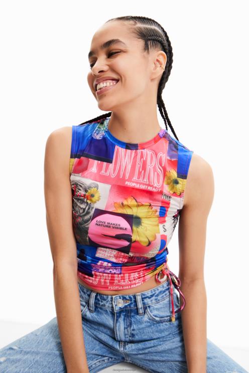 oblačila NFXLT578 ženske Desigual nabrana kolažna majica