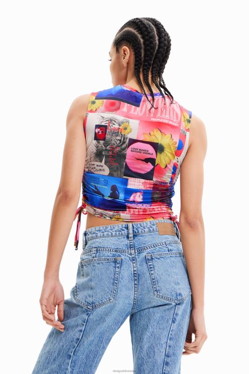 oblačila NFXLT578 ženske Desigual nabrana kolažna majica
