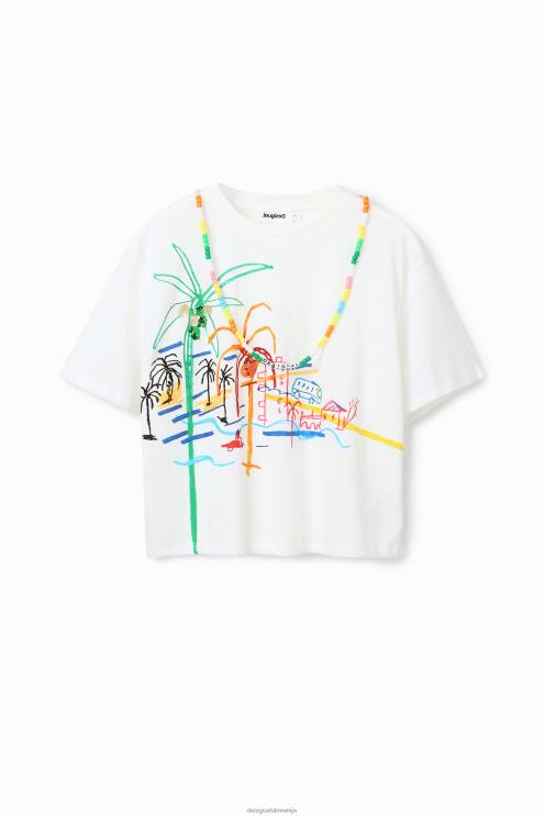 oblačila NFXLT606 ženske Desigual majica z ilustracijo ogrlice