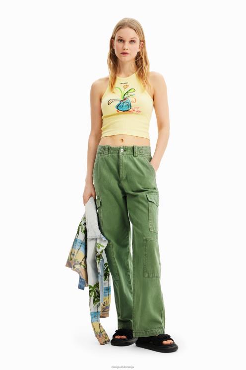 oblačila NFXLT752 ženske Desigual tanka rebrasta ilustracijska majica