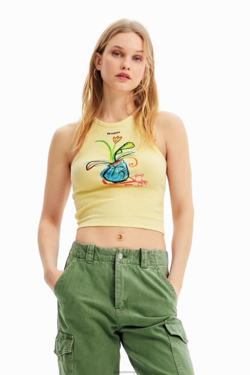 oblačila NFXLT752 ženske Desigual tanka rebrasta ilustracijska majica