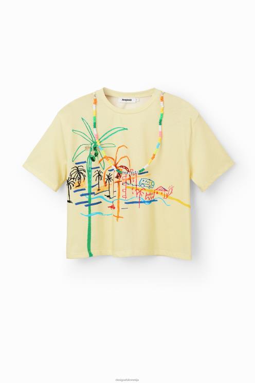 oblačila NFXLT776 ženske Desigual majica z ilustracijo ogrlice