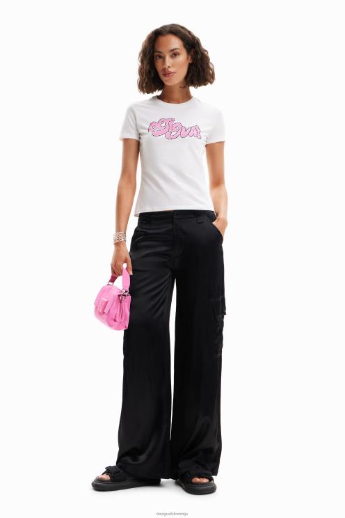 oblačila NFXLT803 ženske Desigual majica s kratkimi rokavi s kamenčki