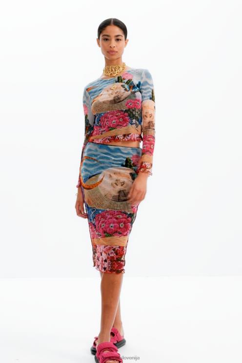 oblačila NFXLT847 ženske Desigual kratka tanka fantazijska majica