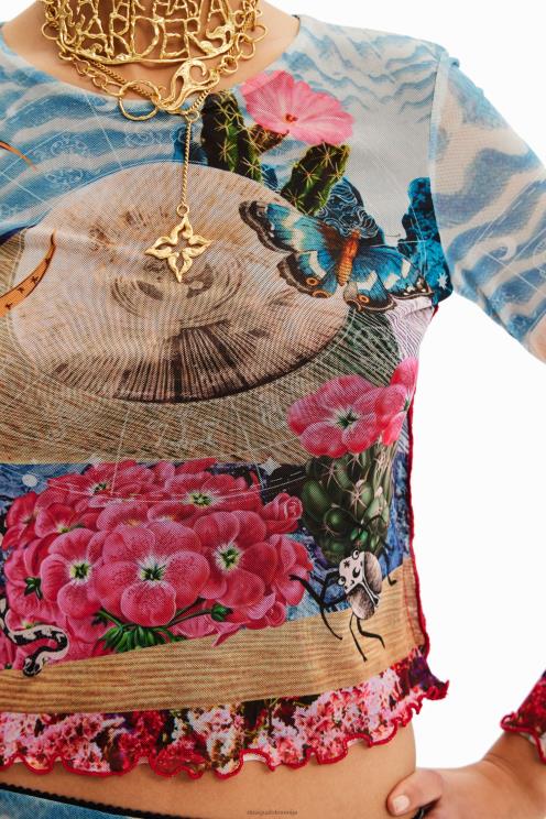 oblačila NFXLT847 ženske Desigual kratka tanka fantazijska majica