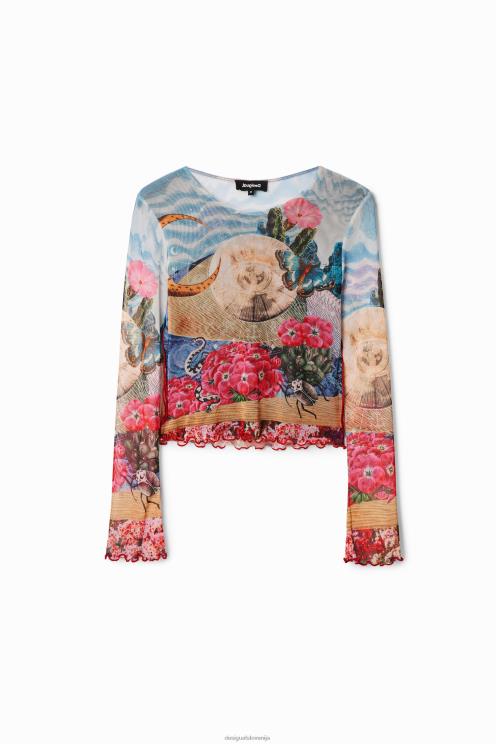 oblačila NFXLT847 ženske Desigual kratka tanka fantazijska majica