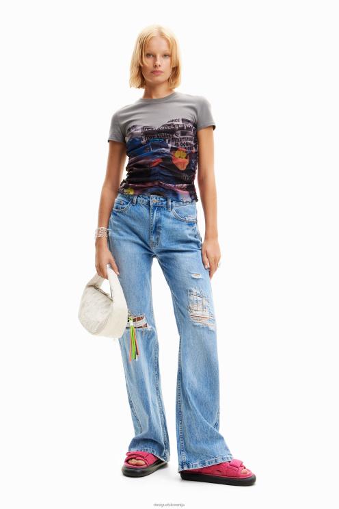 oblačila NFXLT915 ženske Desigual časopisna majica iz tila