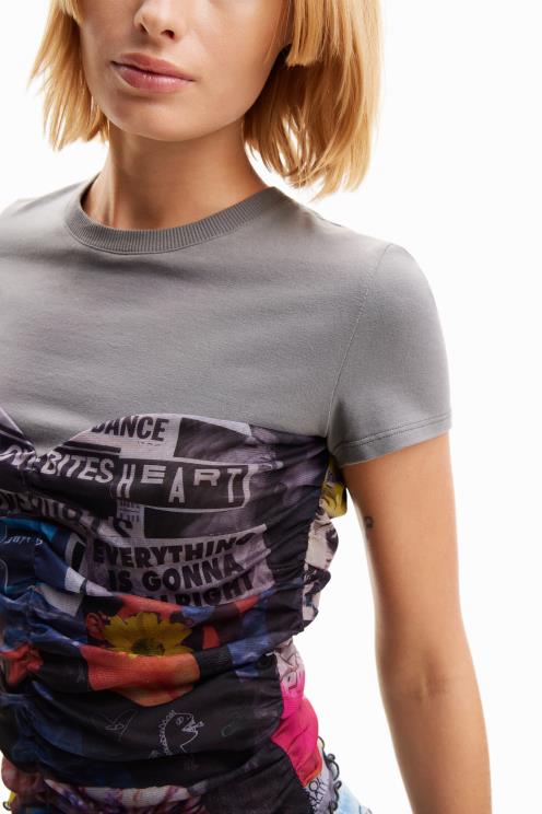 oblačila NFXLT915 ženske Desigual časopisna majica iz tila