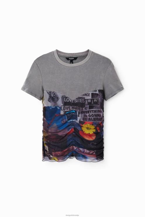 oblačila NFXLT915 ženske Desigual časopisna majica iz tila